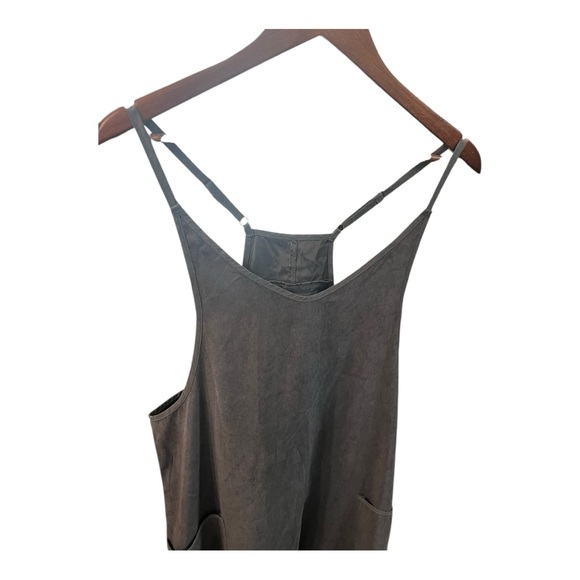 12) Boutique Black Washed Harem Romper Onesie Dupe Jumpsuit Size Medium NWOT - Picture 6 of 16